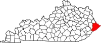 パイク郡の位置を示したケンタッキー州の地図