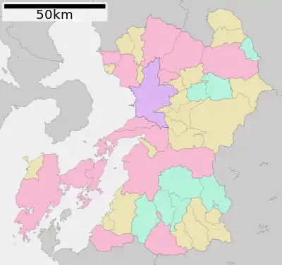 ONE PIECEの位置(熊本県内)
