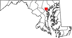 ボルチモア市の位置（メリーランド州）の位置図