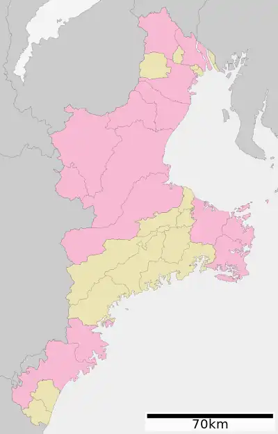波田須町の位置（三重県内）