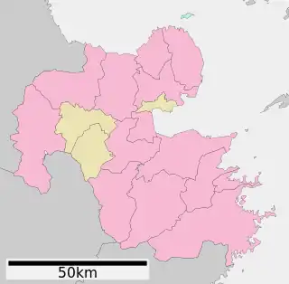 日隈城の位置(大分県内)
