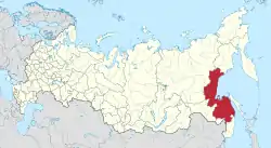 ロシア内のハバロフスク地方の位置の位置図