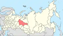 ロシア内のハンティ・マンシ自治管区の位置の位置図