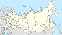 ロシア内のスタヴロポリ地方の位置の位置図