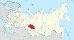 ロシア内のトムスクの位置の位置図