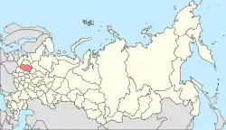 ロシア内のトヴェリ州の位置の位置図