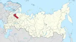 ロシア内のヴォログダ州の位置の位置図
