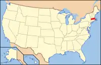 マサチューセッツ州の位置を示したアメリカ合衆国の地図