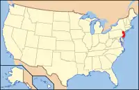 ニュージャージー州の位置を示したアメリカ合衆国の地図