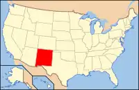 ニューメキシコ州の位置を示したアメリカ合衆国の地図