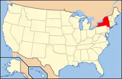 ニューヨーク州の位置を示したアメリカ合衆国の地図