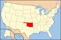 オクラホマ州の位置を示したアメリカ合衆国の地図