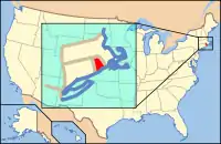 ロードアイランド州の位置を示したアメリカ合衆国の地図