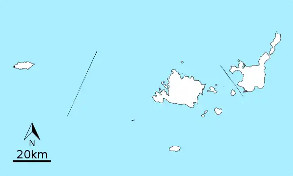 鳩離島の位置(八重山列島内)
