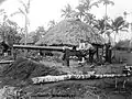 ウポル島におけるアメリカ海軍兵士と艦砲（1899年）。