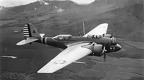 オアフ島上空を飛行するB-10B-MA(第23爆撃飛行隊所属、1941年撮影)