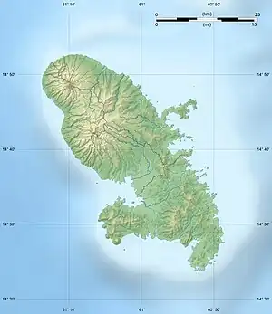 プレー山の位置（マルティニーク内）