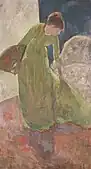 メアリー・カサット (1844-1926), Woman Standing, Holding a Fan, 1878-79