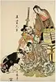 喜多川歌麿筆「真柴久吉」(手前の人物の左は石田三成で、右は秀吉1803 ~1804の作品)
