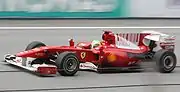 第2戦マレーシアGPでのF10。エンジンカバー部分にバーコードロゴが見える。