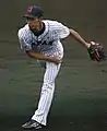2017年アジアプロ野球チャンピオンシップ練習試合でのホームユニフォーム又吉克樹、2017年