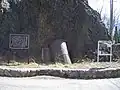 間藤水力発電所跡。発電所は正確にはこの場所よりさらに下にあった。