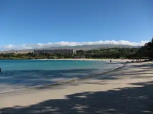 View of the Mauna Kea Beach Hotel and Kaunaʻoa Bay