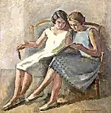 読書する2人の少女(c.1920)