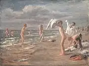 『海水浴する少年たち』