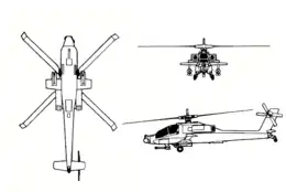 AH-64 アパッチ 三面図
