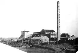 1924年（大正13年）頃。明治製糖清水工場と甜菜荷降し中の（このすぐ後に河西鉄道となる）専用鉄道。