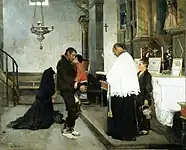 病気の子供のっために祈る司祭 (1896)  プラド美術館