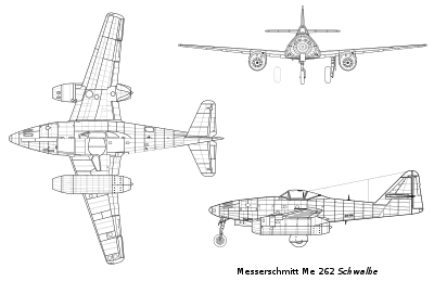 Me 262の三面図