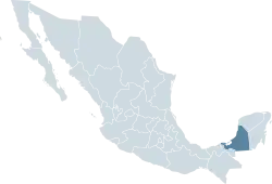 メキシコ内のカンペチェ州の位置の位置図