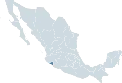 メキシコ内のコリマ州の位置の位置図