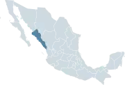 メキシコ内のシナロア州の位置の位置図