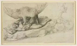 ミケランジェロ・ブオナローティ『ティテュオス』(1533年頃)ウィンザー城王立図書館所蔵