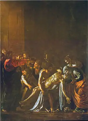 『ラザロの復活』（1609年頃）メッシーナ州立美術館（メッシーナ）