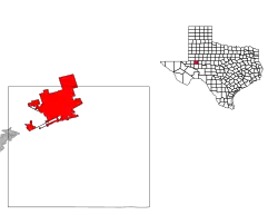 ミッドランド郡内の位置の位置図