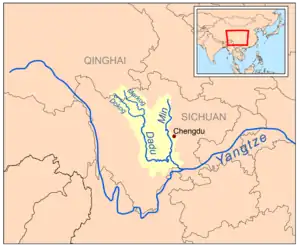 四川省中央部を流れる岷江