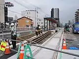 建設中の1番線ホーム（2022年8月）