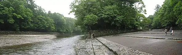 伊勢神宮内宮の御手洗場(五十鈴川)