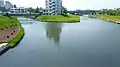 逆川下流端逆川と桜川合流地点画像左が逆川、右が桜川
