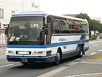 自社独自カラーとなって導入された3代目車両　三菱ふそう・エアロバス（宮崎交通）