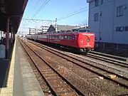 ホームから見た待避線（3番線、4番線）