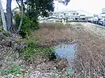 後円部に一部だけ残る周濠（国の史跡に指定されている）