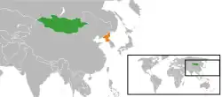 MongoliaとNorth Koreaの位置を示した地図