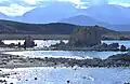 モノ湖の南西岸と西方のシエラネバダ山脈