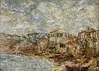 「マルセイユ近くの海」1880年-1884年。油彩、キャンバス、28 × 38 cm。サンパウロ美術館（ブラジル）。
