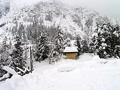 冬期のモルスキェ・オコの登山道